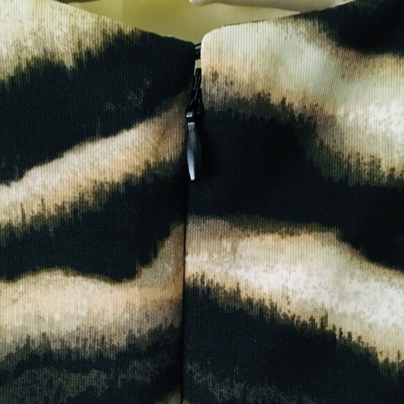 Dress Abstract Animal Wrap Side Zippers Piping Brown Black Women's Small Mossimo - Picture 5 of 16